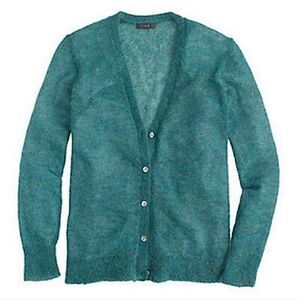 J. Crew Kid Mohair Button Down Sweater Cardigan in Emerald Size XS
